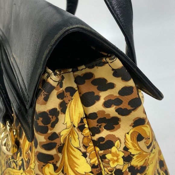 VERSACE leopard print vintage Sunburst with flap bag Shoulder Bag yellow/Black - Picture 2 of 10